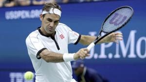 Roger Federer, of Switzerland, returns a shot to Damir Dzumhur, of Bosnia, during the second round of the US Open tennis championships Wednesday, Aug. 28, 2019, in New York.(AP)
