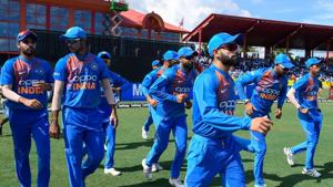 Virat Kohli (C) of India leads his team onto the field during the 1st T20I match between West Indies and India at Central Broward Regional Park Stadium in Fort Lauderdale, Florida, on August 3, 2019(Getty Images) Virat Kohli (C) of India leads his team onto the field during the 1st T20I match between West Indies and India at Central Broward Regional Park Stadium in Fort Lauderdale, Florida, on August 3, 2019(Getty Images)