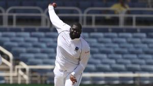 West Indies' Rahkeem Cornwall bowls against India during day one of the second Test cricket match at Sabina Park cricket ground in Kingston, Jamaica Friday, Aug. 30, 2019.(AP) West Indies' Rahkeem Cornwall bowls against India during day one of the second Test cricket match at Sabina Park cricket ground in Kingston, Jamaica Friday, Aug. 30, 2019.(AP)