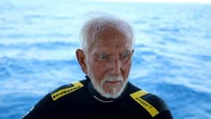 Ray Woolley, diver and World War Two veteran, is seen before breaking a new diving record as he turns 96 by taking the plunge at the Zenobia, a cargo ship wreck off the Cypriot town of Larnaca.(REUTERS) Ray Woolley, diver and World War Two veteran, is seen before breaking a new diving record as he turns 96 by taking the plunge at the Zenobia, a cargo ship wreck off the Cypriot town of Larnaca.(REUTERS)