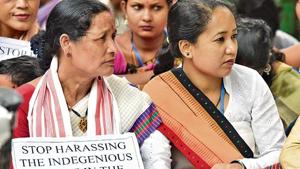 Activists of Sachetan Nagarik Mancha Axom during a silent demonstration against NRC in New Delhi on August 17.(Sonu Mehta/Hindustan Times) Activists of Sachetan Nagarik Mancha Axom during a silent demonstration against NRC in New Delhi on August 17.(Sonu Mehta/Hindustan Times)
