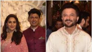 Madhuri Dixit with husband Sriram Nene, and Anil Kapoor, who arrived with wife Sunita at the Ambani family’s Ganesh Chaturthi celebrations.