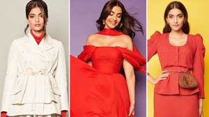Sonam Kapoor has been stunning us with all her looks for the promotions of her next movie. The common factor? The are all in, or accented with shades of orange and red. Is red Sonam’s lucky charm?(Instagram/Sonam Kapoor Ahuja) Sonam Kapoor has been stunning us with all her looks for the promotions of her next movie. The common factor? The are all in, or accented with shades of orange and red. Is red Sonam’s lucky charm?(Instagram/Sonam Kapoor Ahuja)