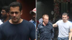 Salman Khan, Salim Khan and Sohail Khan at Arpita’s annual Ganesh Chaturthi celebrations.(Varinder Chawla) Salman Khan, Salim Khan and Sohail Khan at Arpita’s annual Ganesh Chaturthi celebrations.(Varinder Chawla)