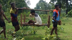 A police team in Chhattisgarh trekked 12 km through jungles to carry an injured Maoist commander to a hospital in Dantewada on Sunday, a top police official said. A police team in Chhattisgarh trekked 12 km through jungles to carry an injured Maoist commander to a hospital in Dantewada on Sunday, a top police official said.