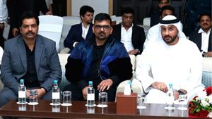 (Left) Munir Awan, (Middle) Producer Gaurang Doshi (Right) H.H. Sultan Saeed Rashed Saeed Alalawl.(Digpu) (Left) Munir Awan, (Middle) Producer Gaurang Doshi (Right) H.H. Sultan Saeed Rashed Saeed Alalawl.(Digpu)