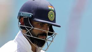 India's captain Virat Kohli walks to the pavilion, dismissed by West Indies' Kemar Roach.(AP) India's captain Virat Kohli walks to the pavilion, dismissed by West Indies' Kemar Roach.(AP)
