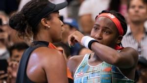 Naomi Osaka (L) of Japan comforts Coco Gauff of the US.(AFP) Naomi Osaka (L) of Japan comforts Coco Gauff of the US.(AFP)