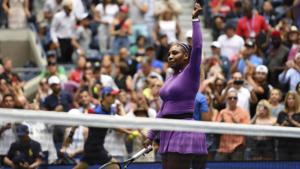 Serena Williams, of the United States, raises her fist after defeating Petra Martic, of Croatia.(AP) Serena Williams, of the United States, raises her fist after defeating Petra Martic, of Croatia.(AP)