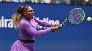 Serena Williams, of the United States, returns to Petra Martic, of Croatia(AP)