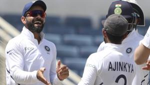 India's captain Virat Kohli celebrates the wicket of(AP) India's captain Virat Kohli celebrates the wicket of(AP)
