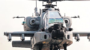 An IAF Apache chopper readies for takeoff.(HT FILE) An IAF Apache chopper readies for takeoff.(HT FILE)