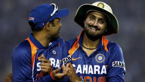 A file photo of Virender Sehwag and Harbhajan Singh.(Getty Images) A file photo of Virender Sehwag and Harbhajan Singh.(Getty Images)
