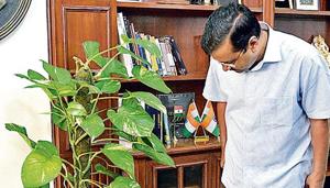 Arvind Kejriwal checks his office at Delhi Secretariat during the campaign for prevention of mosquito breeding.(Mohd Zakir/HT PHOTO) Arvind Kejriwal checks his office at Delhi Secretariat during the campaign for prevention of mosquito breeding.(Mohd Zakir/HT PHOTO)