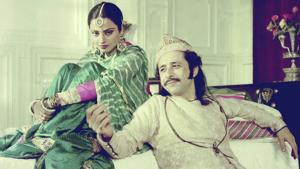 Rekha, in her iconic role as the 1800s courtesan Umrao Jaan, with Naseeruddin Shah. Rekha, in her iconic role as the 1800s courtesan Umrao Jaan, with Naseeruddin Shah.