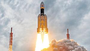 India’s second Moon mission Chandrayaan-2 lifts off onboard GSLV Mk III-M1 launch vehicle from Satish Dhawan Space Center at Sriharikota in Andhra Pradesh, Monday, July 22, 2019.(PTI file photo) India’s second Moon mission Chandrayaan-2 lifts off onboard GSLV Mk III-M1 launch vehicle from Satish Dhawan Space Center at Sriharikota in Andhra Pradesh, Monday, July 22, 2019.(PTI file photo)