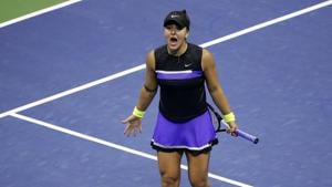 Bianca Andreescu, of Canada, reacts after defeating Belinda Bencic, of Switzerland, during the semifinals of the U.S. Open tennis championships Thursday, Sept. 5, 2019, in New York.(AP) Bianca Andreescu, of Canada, reacts after defeating Belinda Bencic, of Switzerland, during the semifinals of the U.S. Open tennis championships Thursday, Sept. 5, 2019, in New York.(AP)