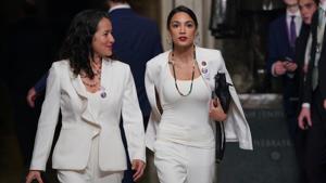 White can make a fashion statement as well as a political one, as we saw in February, when Alexandria Ocasio-Cortez joined 40 women members of the US House of Representatives in wearing all-white to President Donald Trump’s State of the Union address, echoing the unofficial uniform of America’s suffragettes.(Getty Images) White can make a fashion statement as well as a political one, as we saw in February, when Alexandria Ocasio-Cortez joined 40 women members of the US House of Representatives in wearing all-white to President Donald Trump’s State of the Union address, echoing the unofficial uniform of America’s suffragettes.(Getty Images)