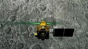 Merely 2.1 km above the lunar surface, lander Vikram lost contact.(PTI Photo) Merely 2.1 km above the lunar surface, lander Vikram lost contact.(PTI Photo)