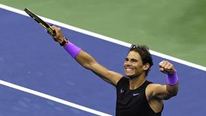 Rafael Nadal, of Spain, celebrates after defeating Matteo Berrettini, of Italy, in the men's singles semifinals of the U.S. Open tennis championships Friday, Sept. 6, 2019, in New York.(AP) Rafael Nadal, of Spain, celebrates after defeating Matteo Berrettini, of Italy, in the men's singles semifinals of the U.S. Open tennis championships Friday, Sept. 6, 2019, in New York.(AP)