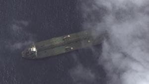 This Friday, Sept. 6, 2019 satellite image provided by Maxar Technologies appears to show the Iranian oil tanker Adrian Darya-1 off the coast of Tartus, Syria. Satellite images obtained by The Associated Press on Saturday, Sept. 7, 2019, appeared to show the once-detained Iranian oil tanker Adrian Darya-1 near the Syrian port, despite US efforts to seize the vessel.(AP Photo) This Friday, Sept. 6, 2019 satellite image provided by Maxar Technologies appears to show the Iranian oil tanker Adrian Darya-1 off the coast of Tartus, Syria. Satellite images obtained by The Associated Press on Saturday, Sept. 7, 2019, appeared to show the once-detained Iranian oil tanker Adrian Darya-1 near the Syrian port, despite US efforts to seize the vessel.(AP Photo)