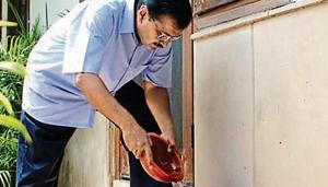 CM Arvind Kejriwal is seen checking stagnant water at his residence(Sourced) CM Arvind Kejriwal is seen checking stagnant water at his residence(Sourced)