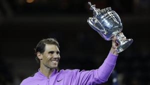 Rafael Nadal, of Spain, holds up the championship trophy after defeating Daniil Medvedev, of Russia, to win the men's singles final of the U.S. Open tennis championships Sunday, Sept. 8, 2019, in New York.(AP) Rafael Nadal, of Spain, holds up the championship trophy after defeating Daniil Medvedev, of Russia, to win the men's singles final of the U.S. Open tennis championships Sunday, Sept. 8, 2019, in New York.(AP)