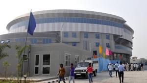 The indoor stadium was built at a cost of <span class='webrupee'>₹</span>85 crore and inaugurated by former Punjab deputy chief minister Sukhbir Singh Badal in November 2016 amid much fanfare.(HT Photo)