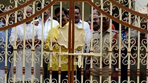 TDP workers gather at the residence of former CM of Andhra Pradesh N Chandrababu Naidu, as Police are not allowing them for 'Chalo Atmakur’ rally, in Amaravati on Wednesday.(ANI) TDP workers gather at the residence of former CM of Andhra Pradesh N Chandrababu Naidu, as Police are not allowing them for 'Chalo Atmakur’ rally, in Amaravati on Wednesday.(ANI)