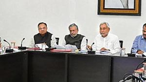 Bihar CM Nitish Kumar and his deputy Sushil Modi at an official meeting in Patna on Wednesday, Sept 12, 2019.(HT Photo) Bihar CM Nitish Kumar and his deputy Sushil Modi at an official meeting in Patna on Wednesday, Sept 12, 2019.(HT Photo)