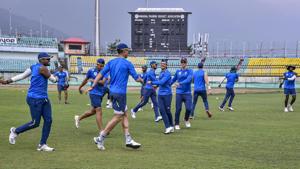 South African players during a practice session at the Himachal Pradesh Cricket Association cricket stadium in Dharamshala(PTI) South African players during a practice session at the Himachal Pradesh Cricket Association cricket stadium in Dharamshala(PTI)