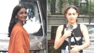 Alia Bhatt and Sara Ali Khan in Mumbai.(Varinder Chawla) Alia Bhatt and Sara Ali Khan in Mumbai.(Varinder Chawla)
