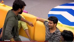Actors Pradeep Antony and Kalvin Raj in a promo video for Friday’s episode of Bigg Boss Tamil season 3. Actors Pradeep Antony and Kalvin Raj in a promo video for Friday’s episode of Bigg Boss Tamil season 3.