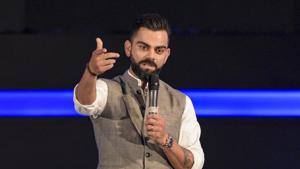 New Delhi: Indian cricket team Captain Virat Kohli addresses after the Delhi and District Cricket Association (DDCA) unveiled a new pavilion stand bearing his name.(PTI) New Delhi: Indian cricket team Captain Virat Kohli addresses after the Delhi and District Cricket Association (DDCA) unveiled a new pavilion stand bearing his name.(PTI)