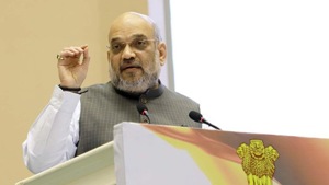 Home Minister Amit Shah’s appeal on Saturday to increase use of Hindi that he underscored has the potential to unify the country sparked off a row with opposition leaders. (Photo @PIB_India) Home Minister Amit Shah’s appeal on Saturday to increase use of Hindi that he underscored has the potential to unify the country sparked off a row with opposition leaders. (Photo @PIB_India)