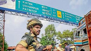 The J&K administration restricted public movement in Kishtwar on Friday after militants fled with the guns of a PDP leader’s PSO.(PTI File) The J&K administration restricted public movement in Kishtwar on Friday after militants fled with the guns of a PDP leader’s PSO.(PTI File)