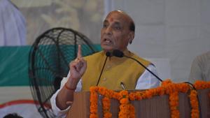Singh also asserted that while in India minorities feel safe and secure, those who went to Pakistan after partition are discriminated against till date and are called ‘Muhajir’.(Photo by Sant Arora/Hindustan Times) Singh also asserted that while in India minorities feel safe and secure, those who went to Pakistan after partition are discriminated against till date and are called ‘Muhajir’.(Photo by Sant Arora/Hindustan Times)