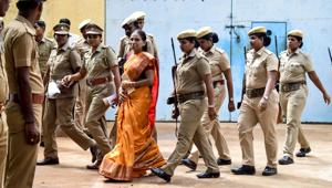 Nalini Sriharan convicted in the assassination case of former prime minister Rajiv Gandhi outside the Vellore Central Prison.(FILE PHOTO.) Nalini Sriharan convicted in the assassination case of former prime minister Rajiv Gandhi outside the Vellore Central Prison.(FILE PHOTO.)