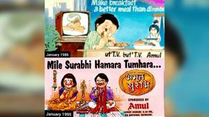 Celebrating Doordarshan’s 60 years even Twitter could not keep calm and shared their fondest memories of shows aired on it.(Twitter/Amul) Celebrating Doordarshan’s 60 years even Twitter could not keep calm and shared their fondest memories of shows aired on it.(Twitter/Amul)