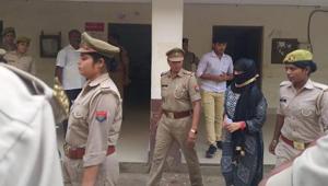 The 23-year-old law student, who has accused the BJP’s Swami Chinmayanand of raping her, was on Monday brought to a local court in Uttar Pradesh.(Photo: Sourced) The 23-year-old law student, who has accused the BJP’s Swami Chinmayanand of raping her, was on Monday brought to a local court in Uttar Pradesh.(Photo: Sourced)
