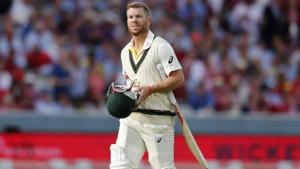 Australia's David Warner leaves the pitch after he is bowled by England's Stuart Broad.(AP) Australia's David Warner leaves the pitch after he is bowled by England's Stuart Broad.(AP)
