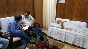 The BJP leader was administered medicine and his condition was stated to be stable, the doctors attending on him said.(Photo: ANI) The BJP leader was administered medicine and his condition was stated to be stable, the doctors attending on him said.(Photo: ANI)