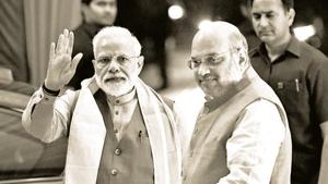 Prime Minister Narendra Modi seen and BJP National President Amit Shah(Vipin Kumar / Hindustan Times.) Prime Minister Narendra Modi seen and BJP National President Amit Shah(Vipin Kumar / Hindustan Times.)