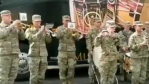 American Army band playing Jana Gana Mana during the joint Indo-US military exercise.(Twitter/ANI)