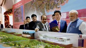 Prime Minister Narendra Modi with his Japanese counterpart Shinzo Abe during the Ground Breaking ceremony of Mumbai-Ahmedabad High Speed Rail Project, in Ahmedabad(PTI FILE) Prime Minister Narendra Modi with his Japanese counterpart Shinzo Abe during the Ground Breaking ceremony of Mumbai-Ahmedabad High Speed Rail Project, in Ahmedabad(PTI FILE)