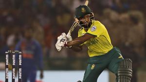 South Africa's Temba Bavuma prepares to play a shot during the second T20 international match between India and South Africa, in Mohali, India, Wednesday, Sept. 18, 2019.(AP) South Africa's Temba Bavuma prepares to play a shot during the second T20 international match between India and South Africa, in Mohali, India, Wednesday, Sept. 18, 2019.(AP)