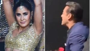 Salman Khan cheers for Katrina Kaif at IIFA 2019. Salman Khan cheers for Katrina Kaif at IIFA 2019.