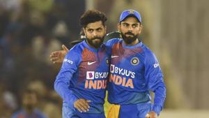 Indian captain Virat Kohli and all-rounder Ravindra Jadeja(PTI) Indian captain Virat Kohli and all-rounder Ravindra Jadeja(PTI)