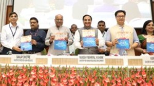 HRD minister Ramesh Pokhriyal Nishank releasing the AISHE 2018-19 report. (Photo @DrRPNishank) HRD minister Ramesh Pokhriyal Nishank releasing the AISHE 2018-19 report. (Photo @DrRPNishank)