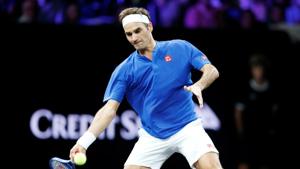 Team Europe's Roger Federer in action during his singles match against Team World's Nick Kyrgios(REUTERS) Team Europe's Roger Federer in action during his singles match against Team World's Nick Kyrgios(REUTERS)
